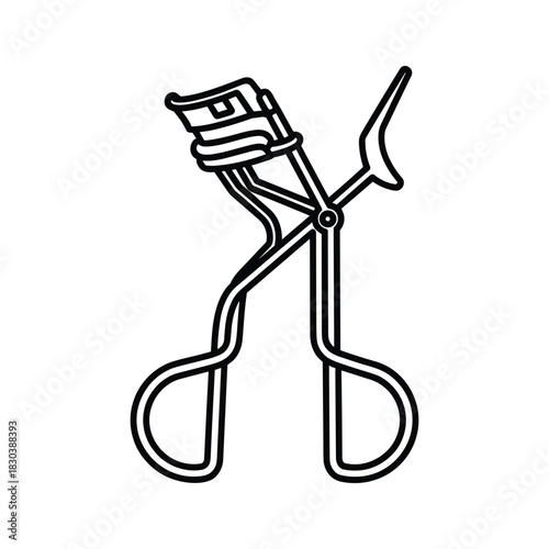 Eyelash curler outline icon for beauty and makeup enhancement applications and designs.