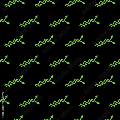 Up and down profit arrows seamless pattern isolated on black background