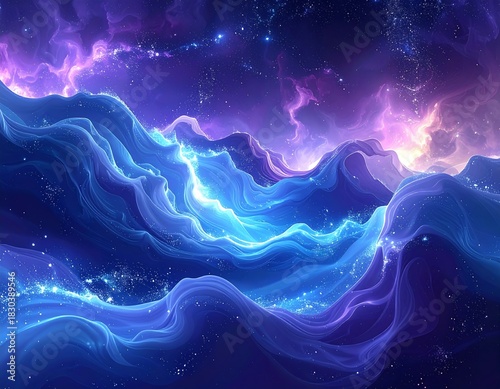 Wallpaper Mural Abstract landscape of ethereal waves and celestial nebulae Torontodigital.ca