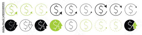 cost reduce icon vector. cost reduce sign icon. cost increase sign icon set. for web site and apps