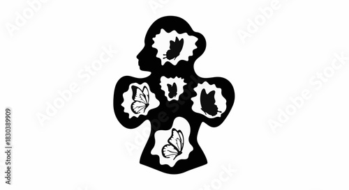 Silhouette of a person filled with nature's beauty and freedom, symbolizing inner peace and growth.