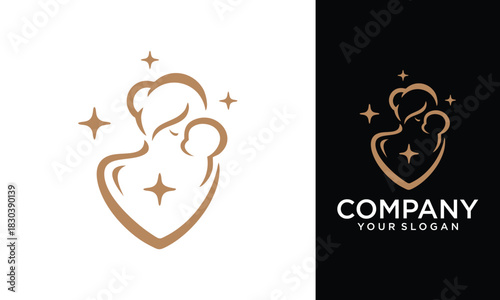 logo design love mom, family, mother and child, care logo design icon, symbol, vector, creative idea.