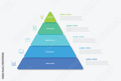 Business pyramid infographic design 5 step