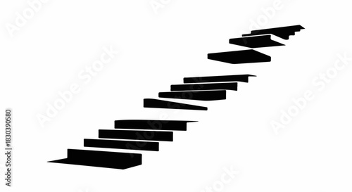 Abstract dark stairs ascending into light, representing progress and opportunity