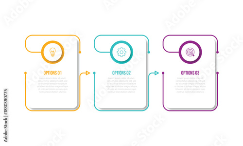 Business infographic template design. 3 options or steps timeline infographic design. Can be used for process diagram, presentations, workflow layout, flow chart, steps, banner.