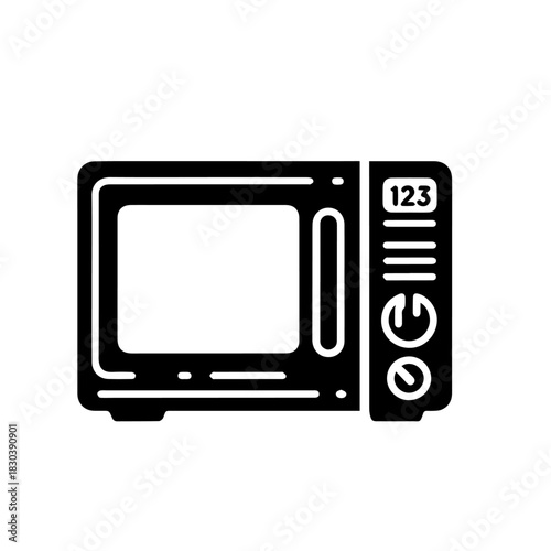 High-Tech Digital Microwave Oven Vector Illustration