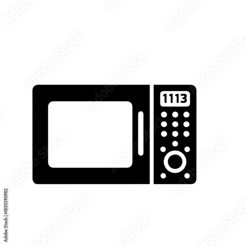 Sleek Stainless Steel Microwave Oven Vector Illustration