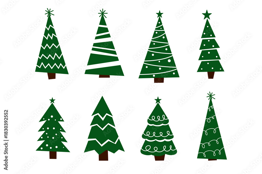 Obraz premium Collection of trees. tree set isolated on white background. vector illustration.