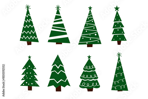 Collection of trees. tree set isolated on white background. vector illustration.