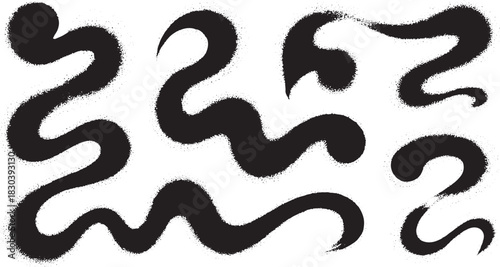 Black abstract spray paint brush strokes on white background