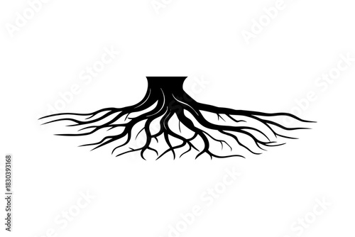 tree roots silhouette icon, vector, tree roots