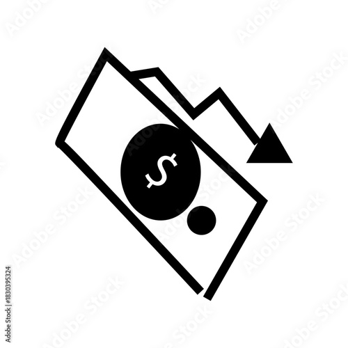 black and white financial debt crisis symbol vector