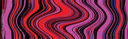 Multicolor glowing twisted lines on black background. Abstract psychedelic Vector illustration
