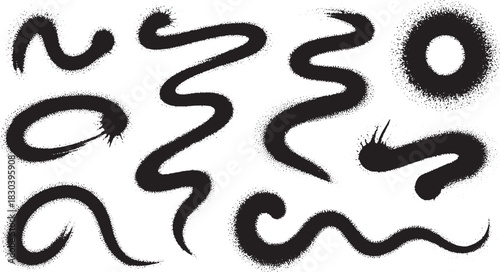 Black spray paint brush strokes and shapes abstract