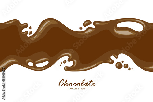 Chocolate splash vector seamless border