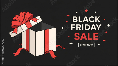 Unveiling a delightful surprise a festive gift box open, signaling a major annual shopping event with incredible savings