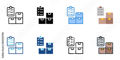 inventory icon set multiple style vector collection 
