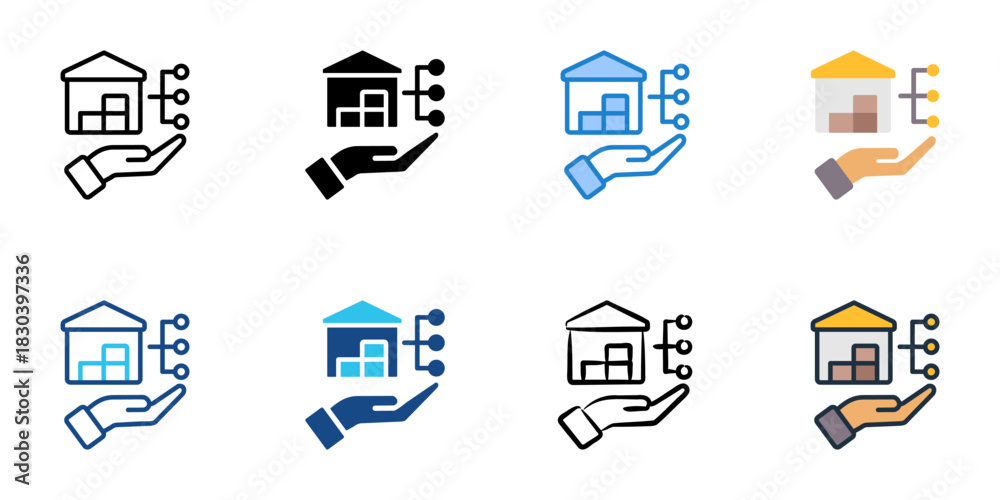 Fototapeta premium warehouse management icon set multiple style vector collection 