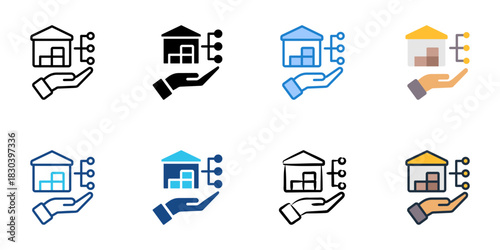warehouse management icon set multiple style vector collection 
