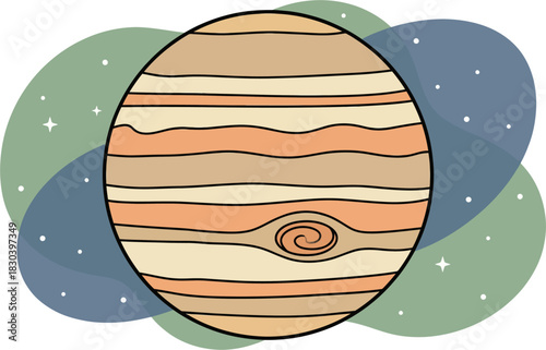 Jupiter Planet Retro Boho Vector Illustration