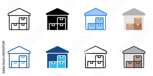 Storage icon set multiple style vector collection 
