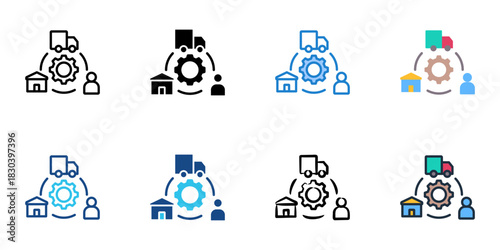 Supply chain icon set multiple style vector collection 
