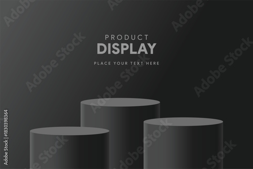 Gray & black 3d podium stand with geometric