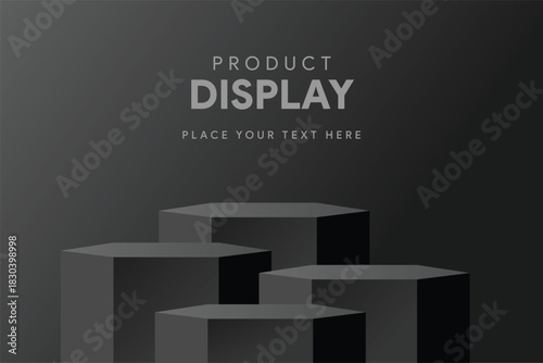 3d render of a creative idea symbol made of many spheres, Square Shape Gray 3d podium stand