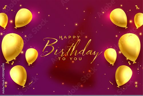 Golden Balloons Birthday Greeting Card Design