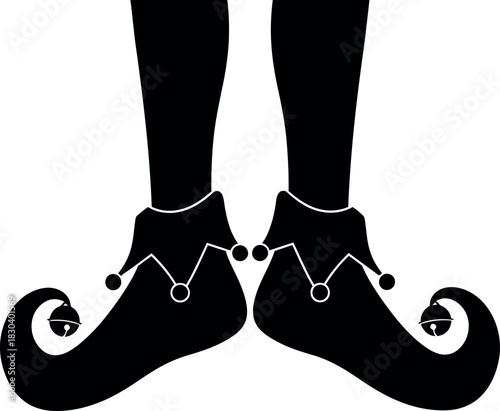 Christmas elf legs and pointy shoes with bells graphic design