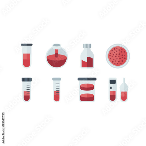 Collection of medical test tubes and blood samples