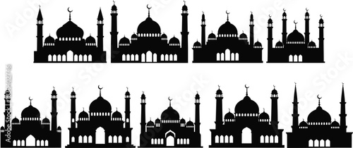 Mosque silhouette vector illustration isolated on transparent background