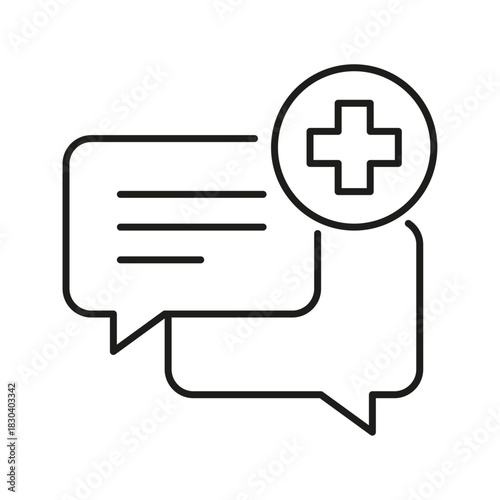Editable health consultation vector icon. Part of a big icon set family. Perfect for web and app interfaces. Medical chat icon with plus symbol and speech bubbles. Medical chat healthcare icon vector 