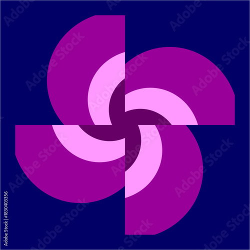 A swirling fusion of magenta petals forming a hypnotic four-way bloom, radiating balance, rhythm, and luminous geometric harmony.