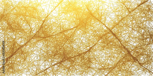 Radiant golden abstract lines create an intricate tangled network pattern