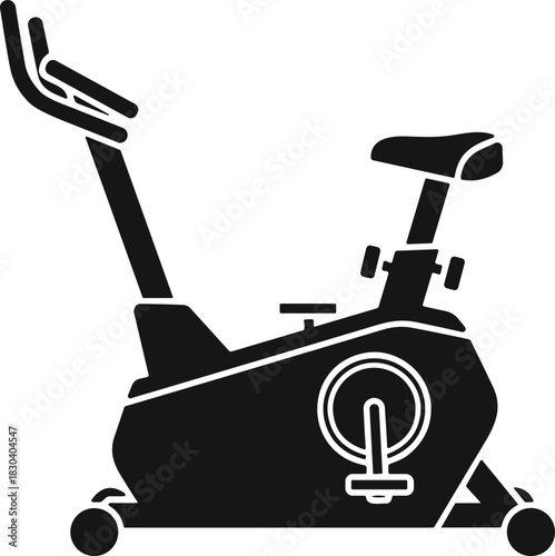 Vector black silhouette illustration of a stationary exercise bike for gym cardio training isolated on a white background
