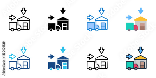 Inbound logistics icon set multiple style vector collection 
