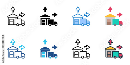 Outbound logistics icon set multiple style vector collection 
