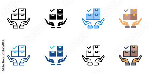 Inventory management icon set multiple style vector collection 
