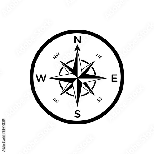 Classic nautical compass rose for navigation, charting a course, adventure and discovery