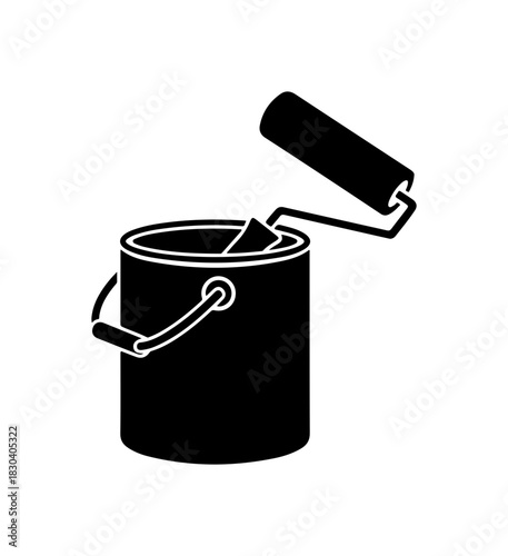 Painting project icon for home renovation and interior design, DIY improvements