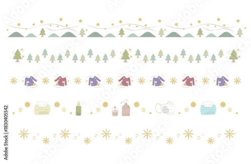 Pastel allergy themed decorative border line set