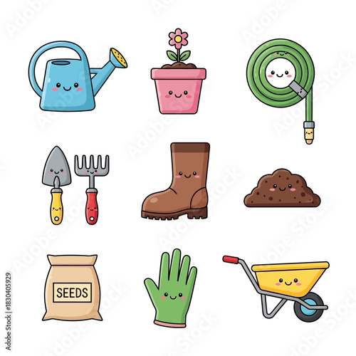 set of gardening tools