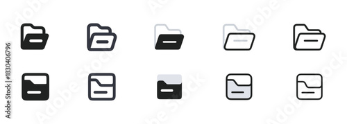 folder and drawer icon set for file storage document organization ui app design
