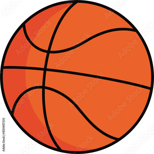 A classic orange basketball with black lines illustration.