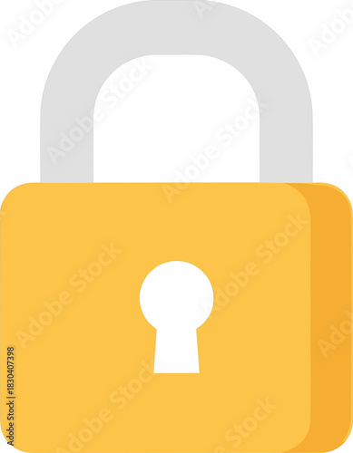 Golden Padlock with Keyhole Security and Protection Symbol.