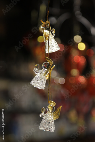 Glass angels, Christmas decorations at a traditional market