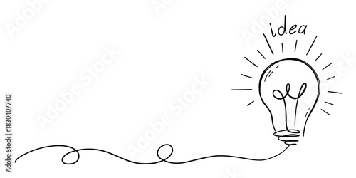 Idea bulb hand drawn doodle. Vector illustration