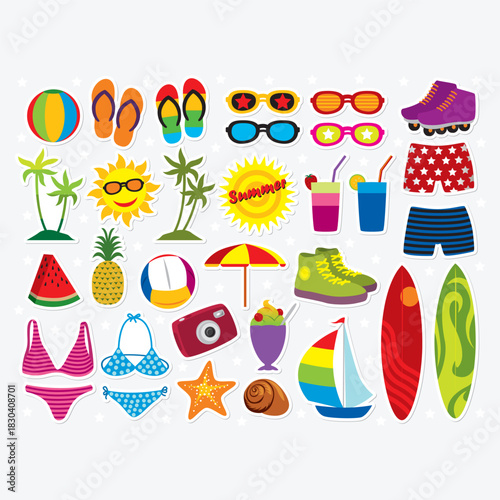 summer holidays elements vectors