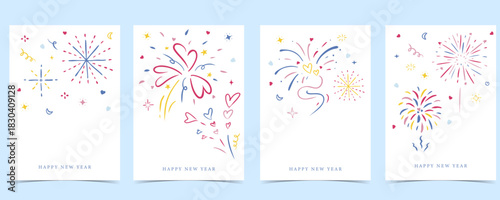 Color hand drawn firework background for party new year celebration